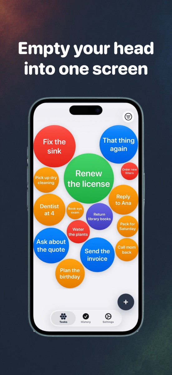 Canvas full of colored task bubbles