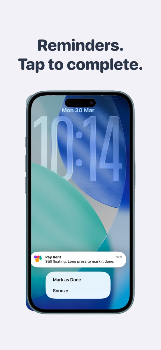 Lock screen notification from Unsorted with a Mark as Done action